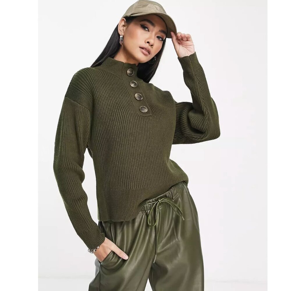 MNG MANGO | Knitted Sweater With Half Button Detail‎ Sz. XL